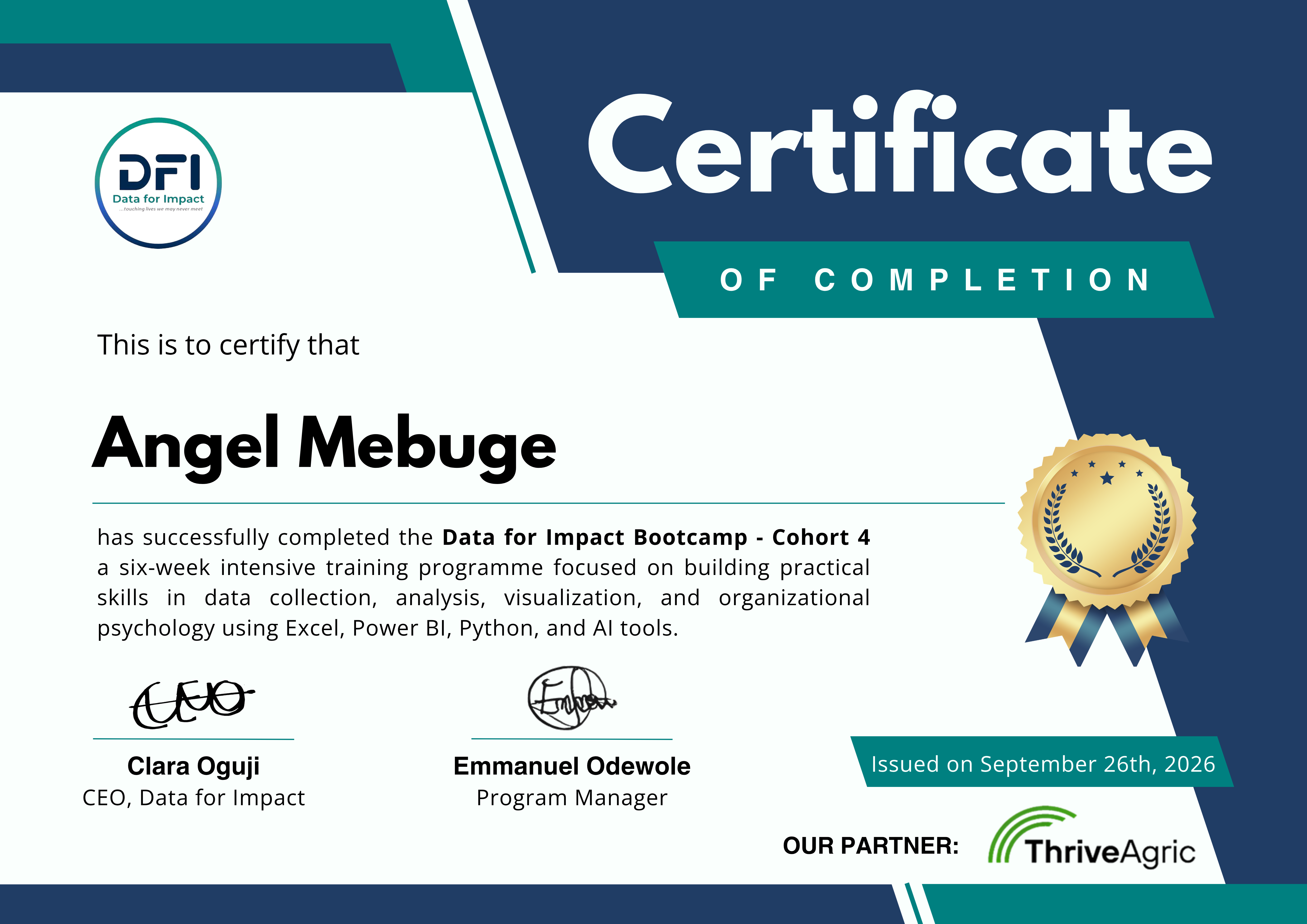 Data for Impact Bootcamp Cohort 4 Certificate
