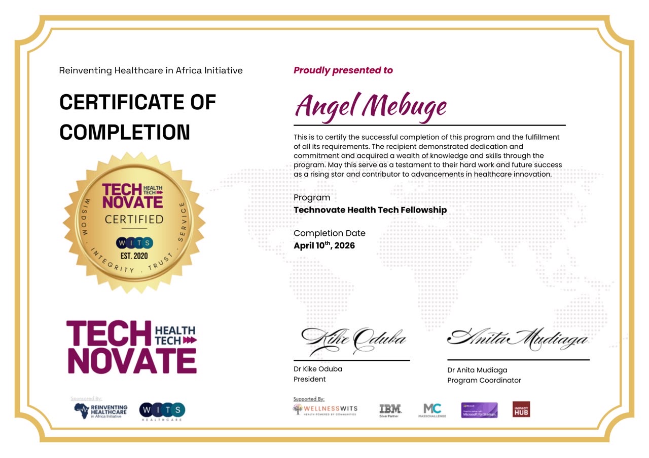 Technovate Health Tech Fellowship Certificate