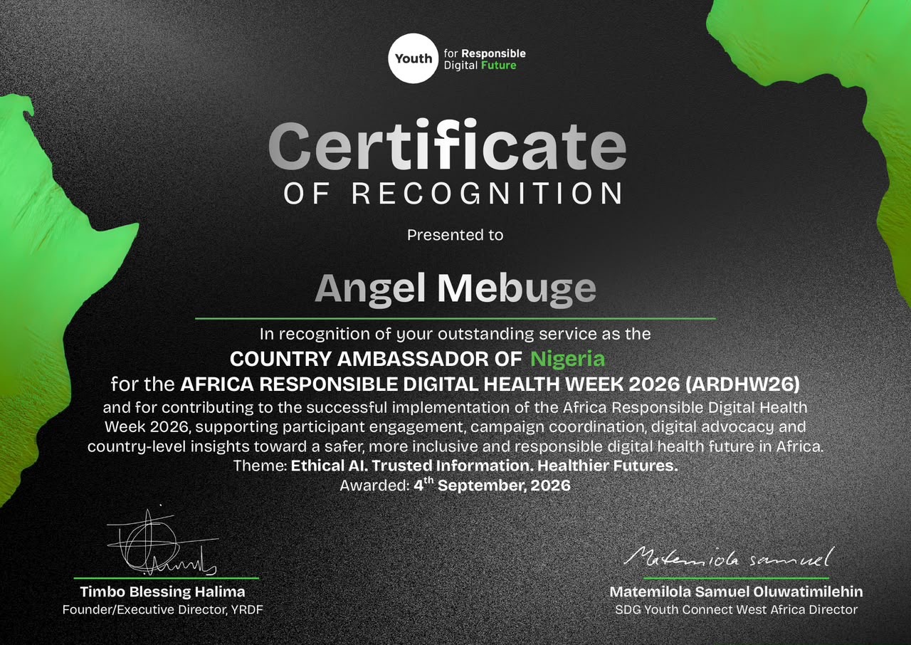 Country Ambassador of Nigeria — Africa Responsible Digital Health Week Certificate
